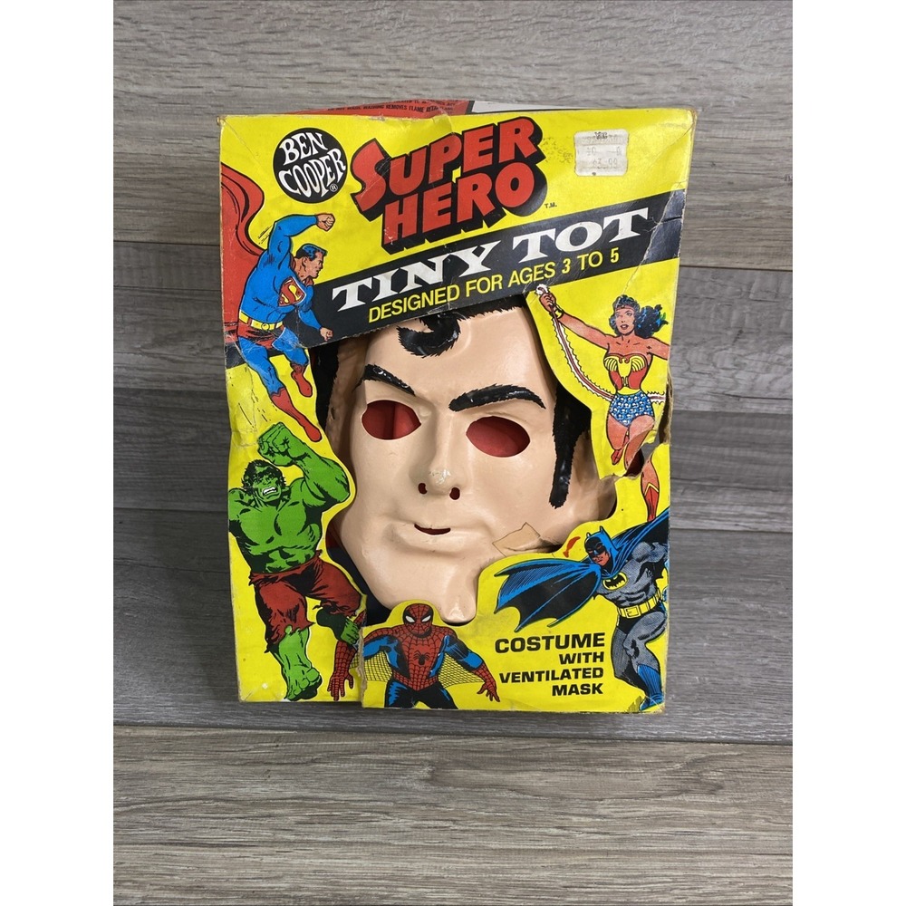 Vintage 1973 Ben Cooper Superman Costume and Mask TINY TOT 3-5 w Box